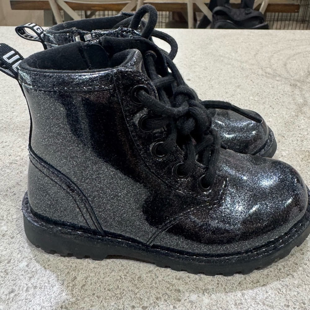 Kids Glitter Black Boots